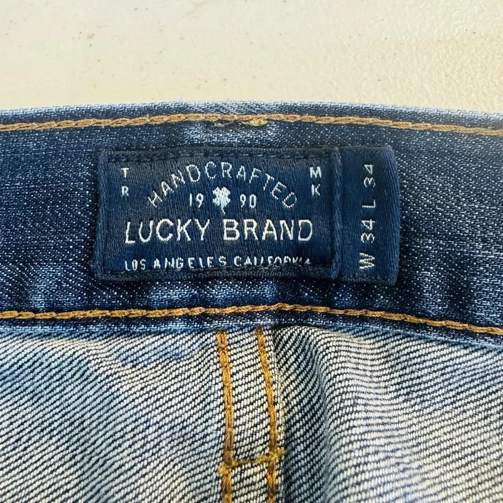 Lucky Brand 121 Heritage Slim Bermuda Shorts Mens 34 Blue Denim Raw Hem